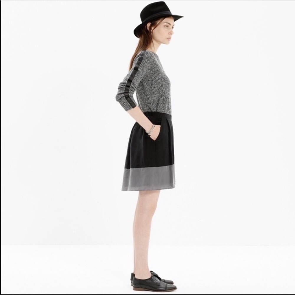 Madewell Black Gray Silk Color Block Skirt S